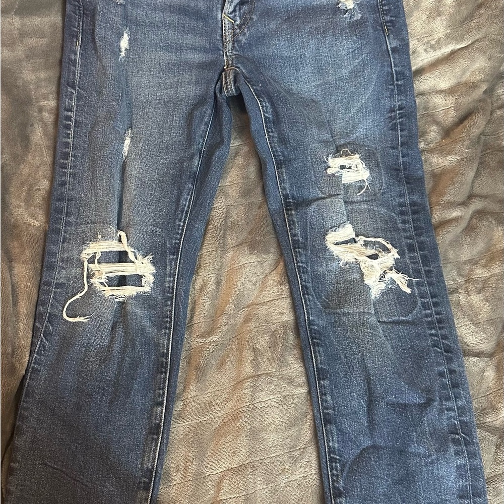Men’s Distressed Dark Wash Ripped Skinny Jeans - Blue